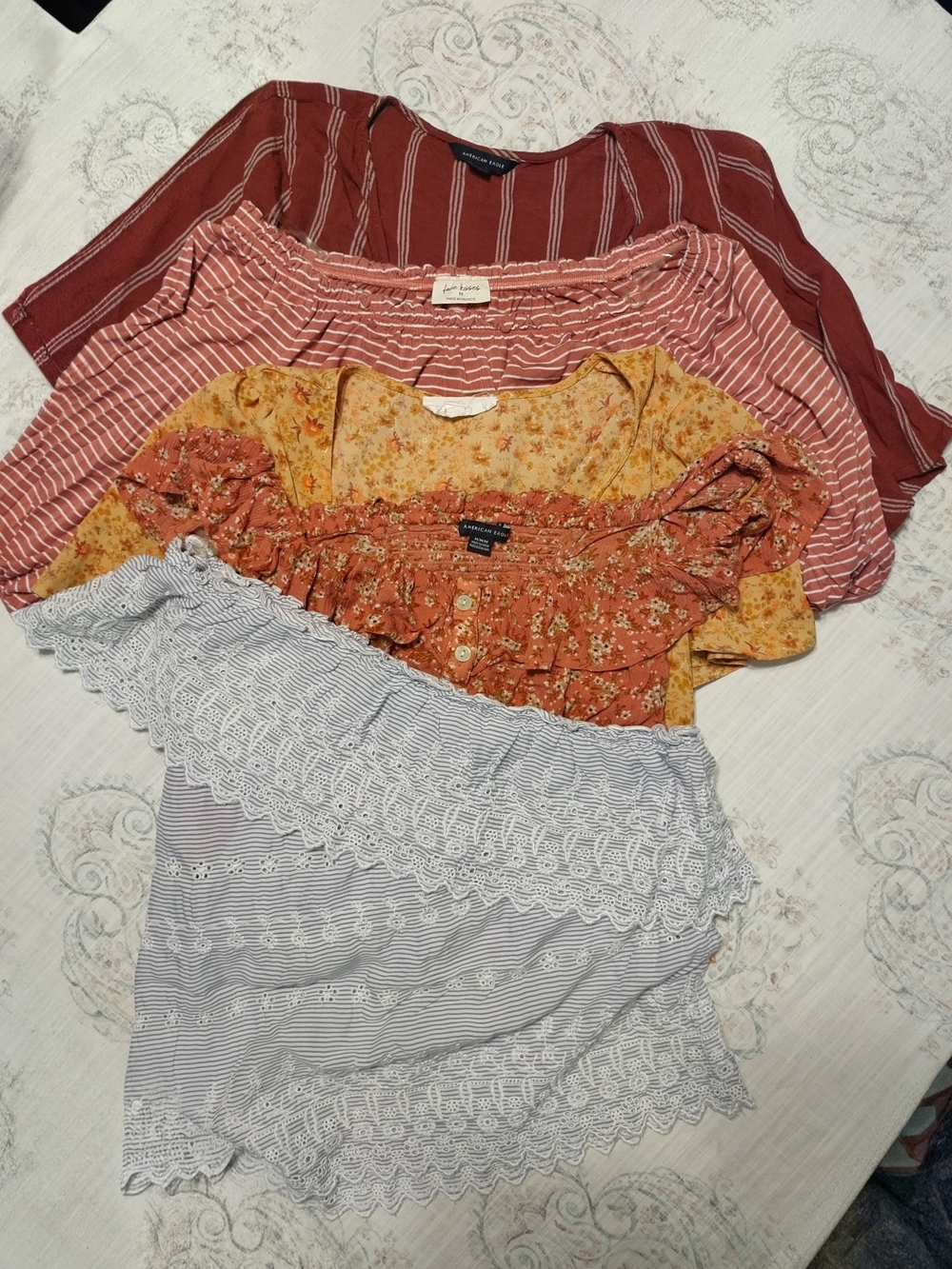 Mixed Women’s/JUNIORS LOT OF 5 CROP TOPS Fairy Cottage Core Casual